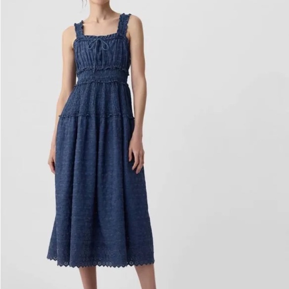 Gap x Dôen Eyelet Denim Midi Dress (M)